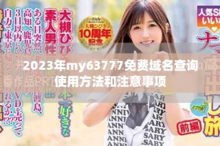 2023年my63777免费域名查询使用方法和注意事项