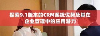 探索9.1版本的CRM系统优势及其在企业管理中的应用潜力