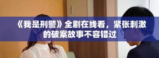 《我是刑警》全剧在线看，紧张刺激的破案故事不容错过
