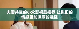 夫妻共赏的小众影视剧推荐 让你们的情感更加深厚的选择